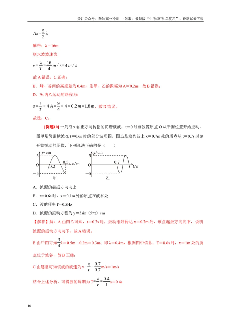《专题16机械振动和波（解析版）_04-物理-高考总复习_专项复习_2024年_2024高考物理复习二级结论题型详解全面复习知识点_资料》第10页预览
