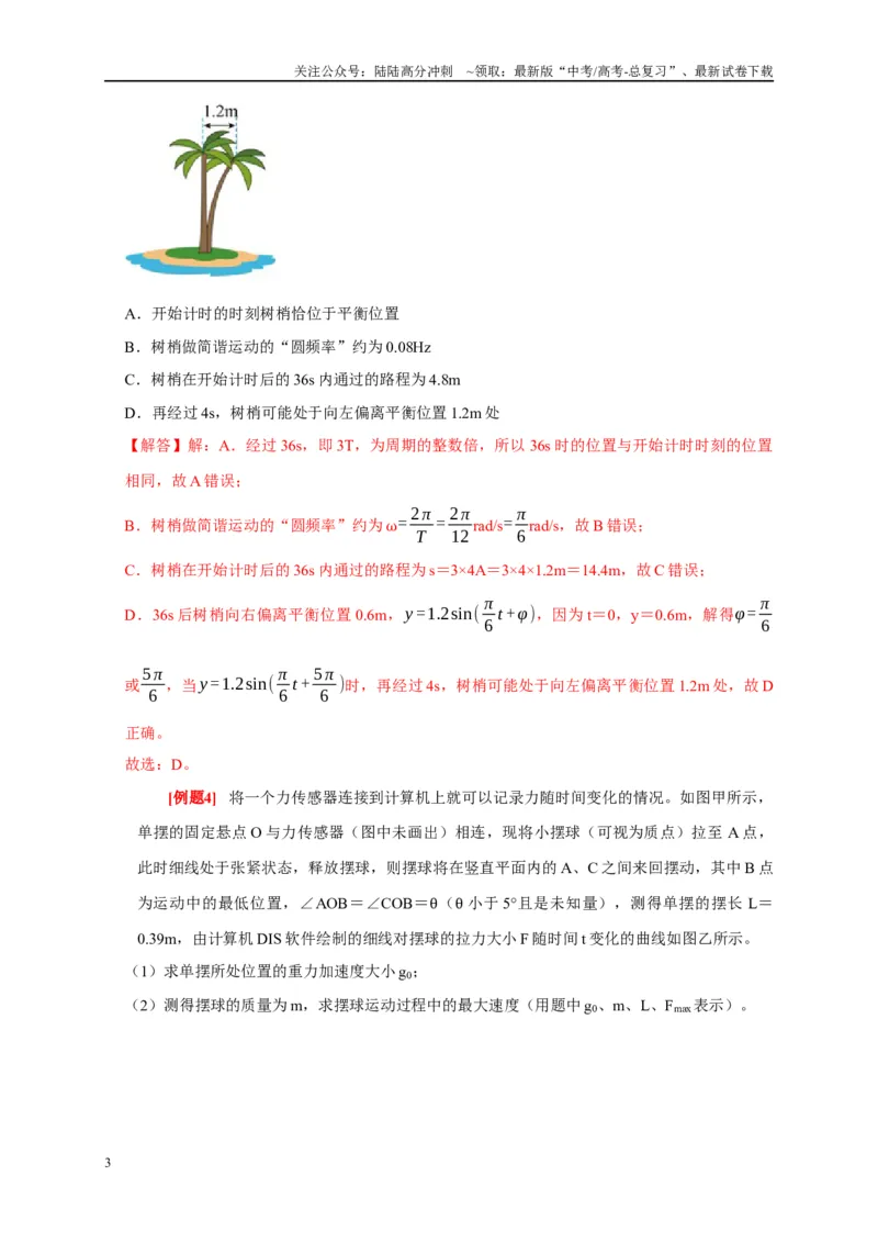 《专题16机械振动和波（解析版）_04-物理-高考总复习_专项复习_2024年_2024高考物理复习二级结论题型详解全面复习知识点_资料》第3页预览
