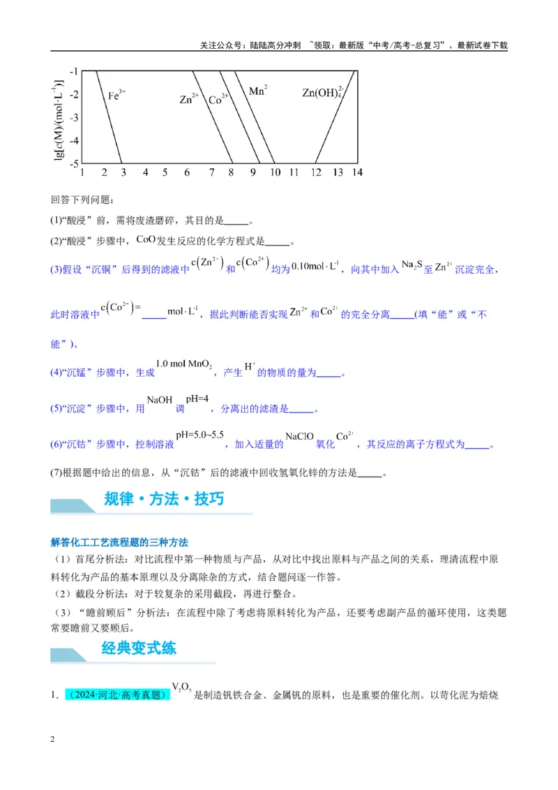 《（能力版）微专题26化学工艺流程题-----核心反应与条件控制-（学生版）(全国版)_05-化学-高考总复习_一轮复习_2024年_2024高考化学一轮复习考点微专题考情分析经_资料_2025版》第2页预览