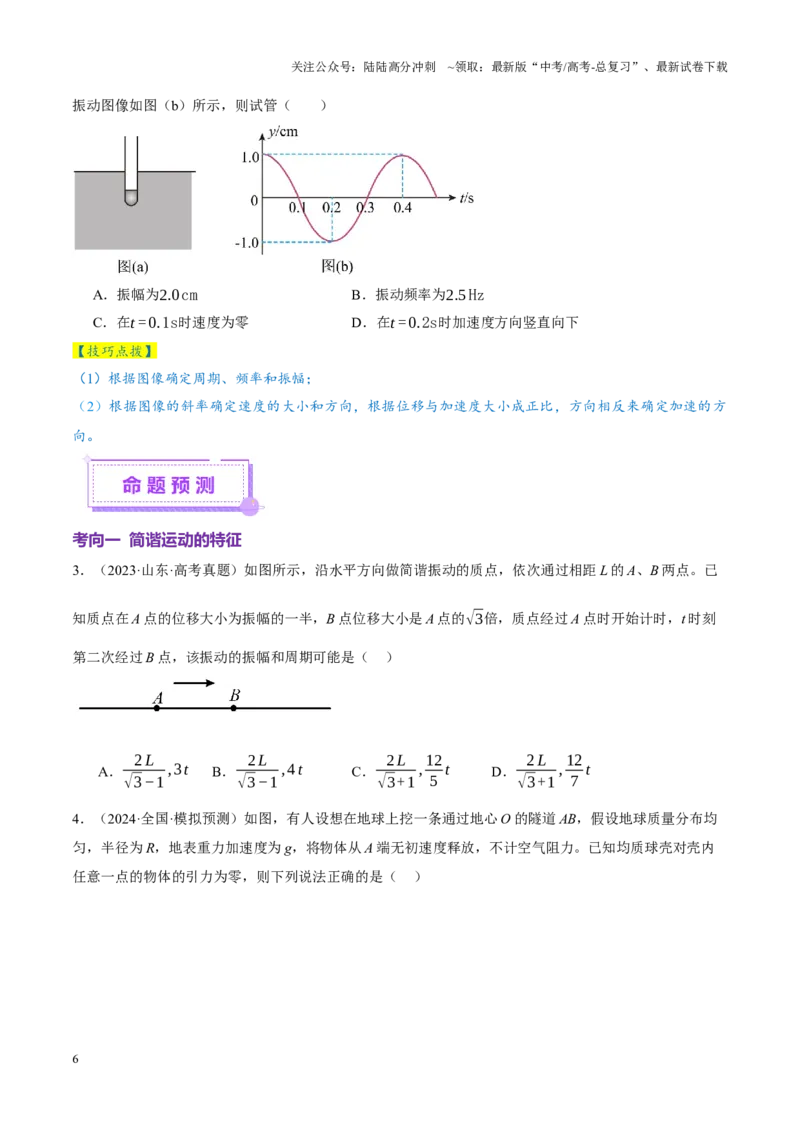 《专题15机械振动与机械波（讲义）（学生版）_04-物理-高考总复习_二轮复习_2025年_2025年高考物理二轮复习课件+讲义+练习（新高考通用）》第6页预览