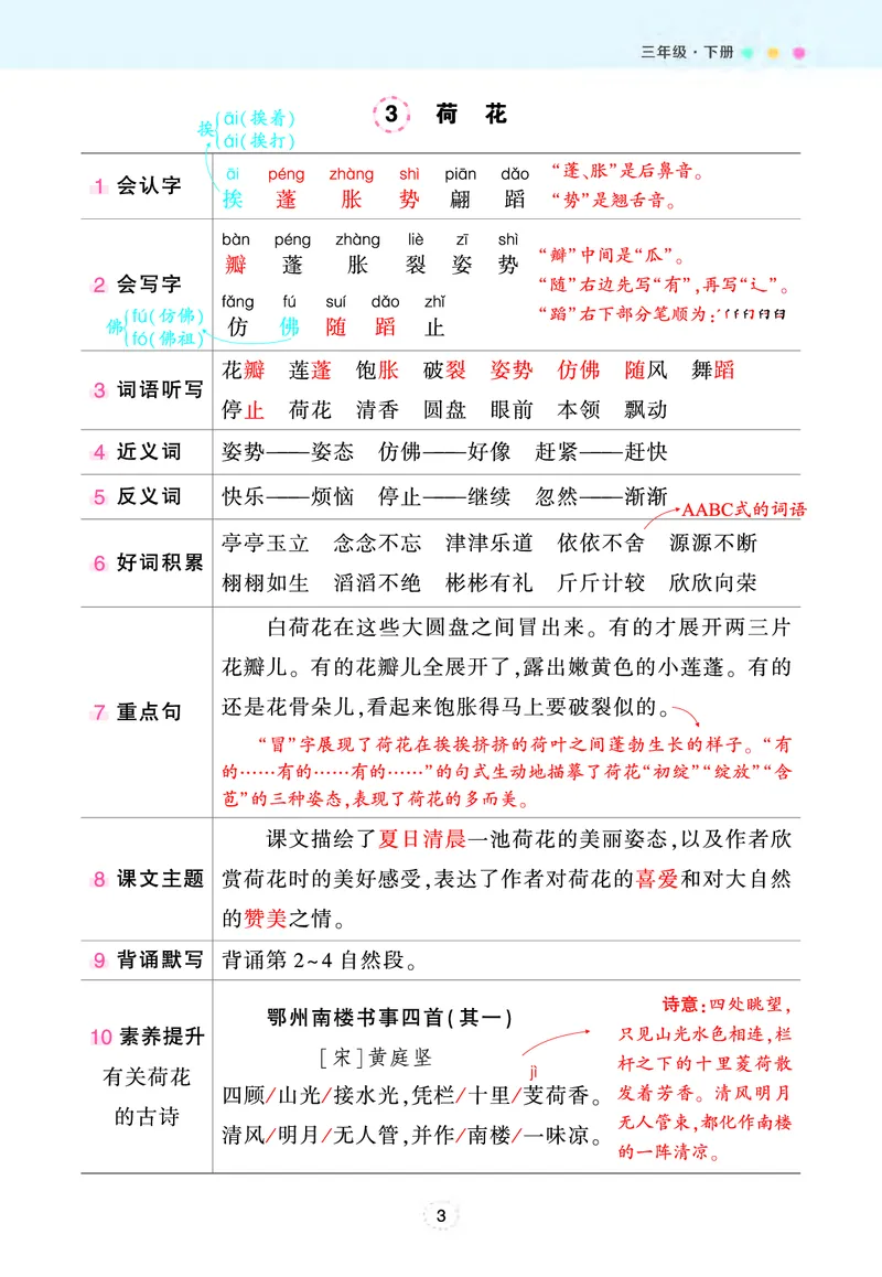 《三年级下册状元语文笔记（背记清单）_小学1-6年级全科全套_1-6年级全科下册_三年级_三年级下语文_语文三下每课考点总结》第3页预览