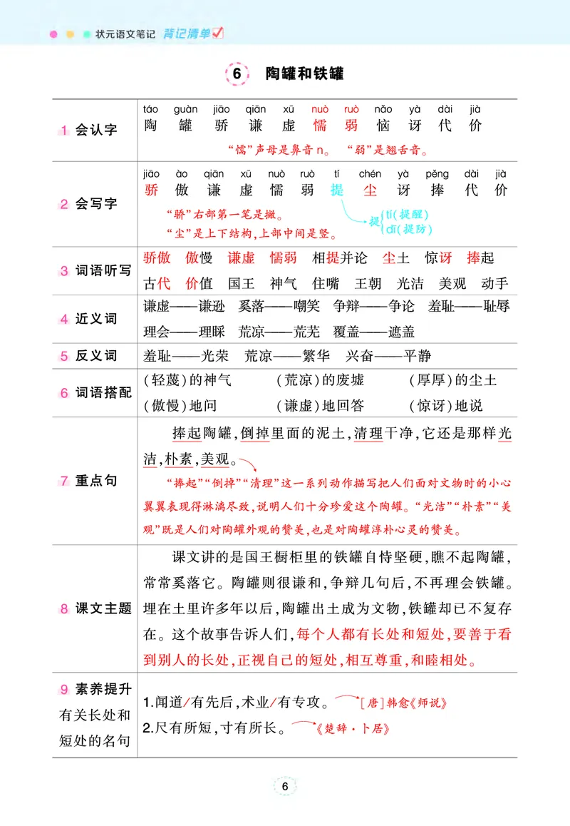 《三年级下册状元语文笔记（背记清单）_小学1-6年级全科全套_1-6年级全科下册_三年级_三年级下语文_语文三下每课考点总结》第6页预览