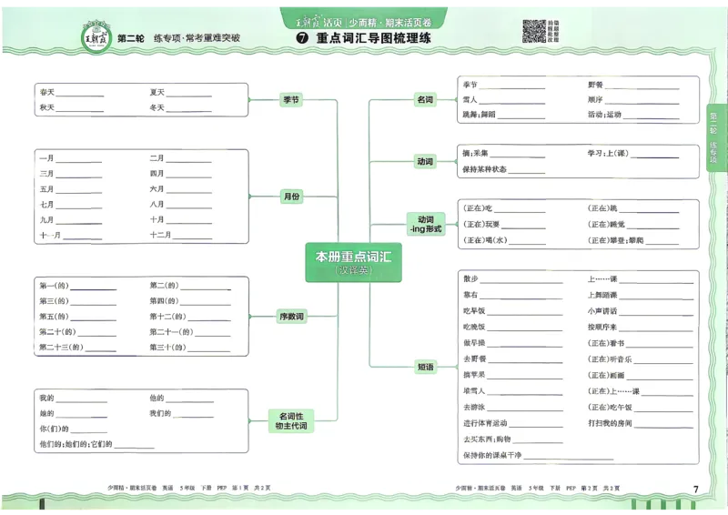 《英语PEP5年级下册_小初高学习资料合集（每天更新）_2026春《王朝霞期末活页卷》1-6年级下册》第8页预览