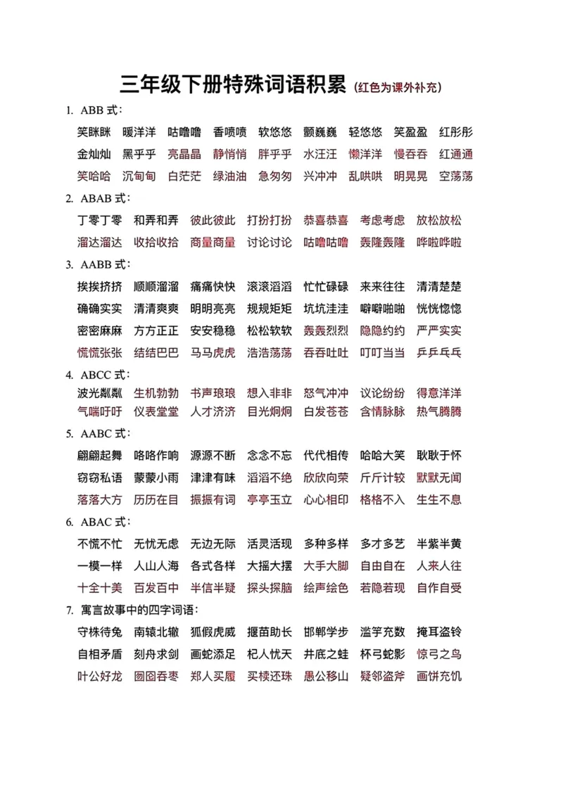《三年级下册语文特殊词语积累_小学1-6年级全科全套_1-6年级全科下册_三年级_三年级下语文_语文三下各类考点归纳》第1页预览