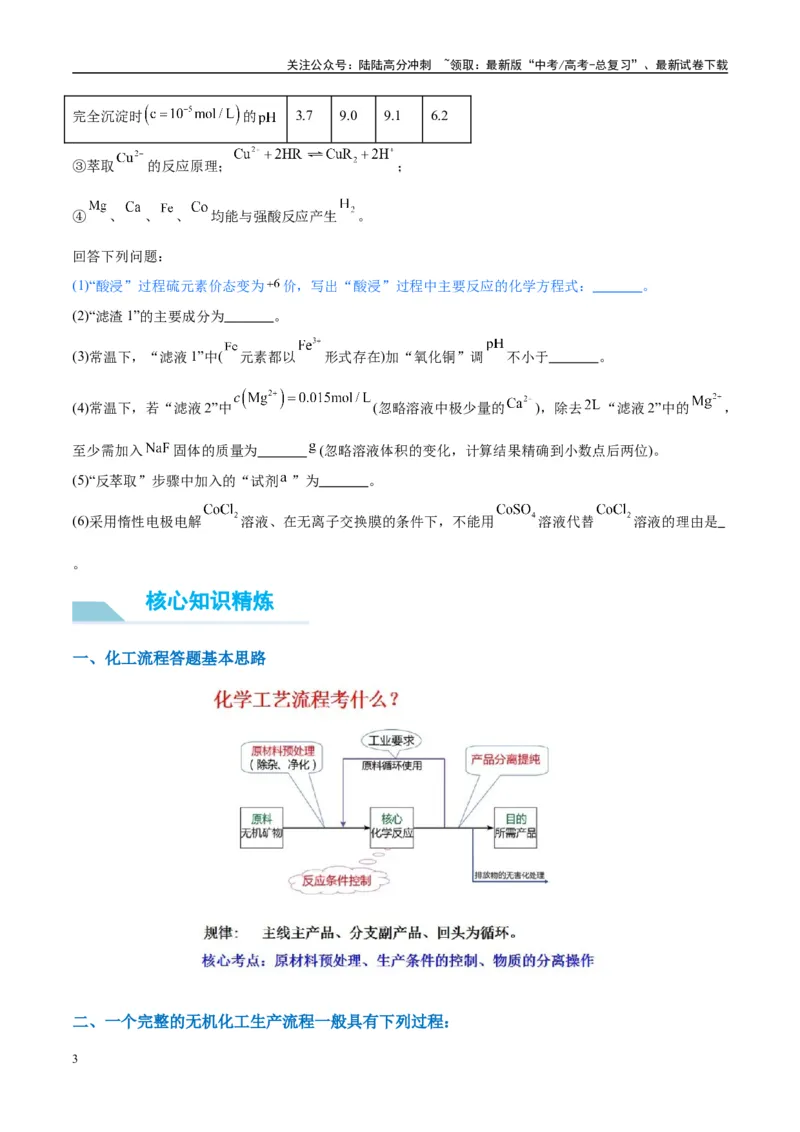 《（能力版）微专题25化学工艺流程题-----原料的预处理-（学生版）(全国版)_05-化学-高考总复习_一轮复习_2024年_2024高考化学一轮复习考点微专题考情分析经_资料_2025版》第3页预览