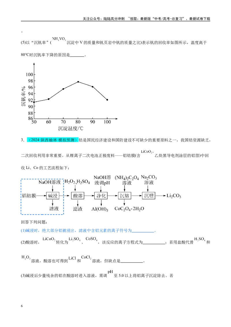 《（能力版）微专题25化学工艺流程题-----原料的预处理-（学生版）(全国版)_05-化学-高考总复习_一轮复习_2024年_2024高考化学一轮复习考点微专题考情分析经_资料_2025版》第6页预览
