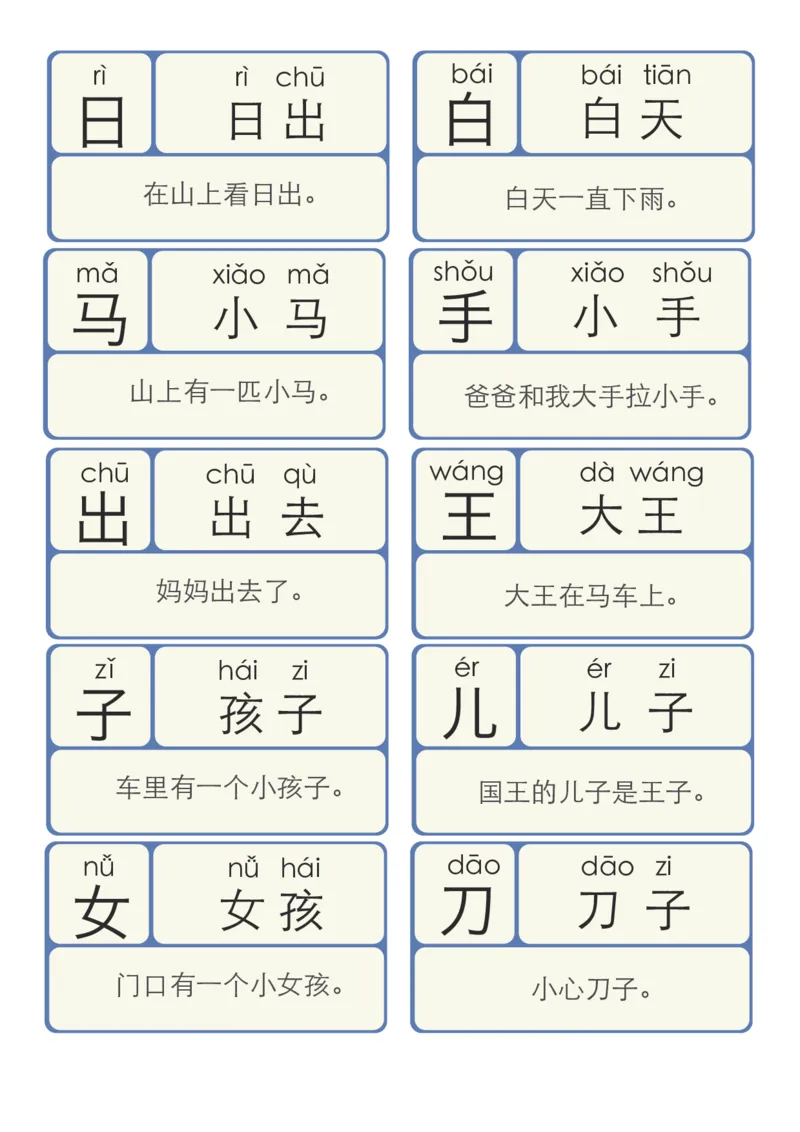 《幼小衔接识字拼音卡_小学1-6年级全科全套_1-6年级全科上册_一年级_幼小衔接暑假作业_幼小衔接语文_幼小衔接识字篇》第4页预览