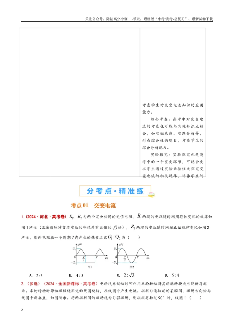 《专题17交变电流（原卷版）_04-物理-高考总复习_专项复习_2024年_2024年高考物理真题分类汇编（全国通用）》第2页预览