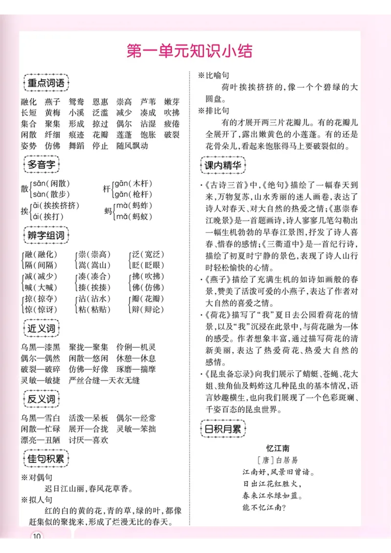 《三年级语文下册1-8单元知识小结_小学1-6年级全科全套_1-6年级全科下册_三年级_三年级下语文_语文三下单元知识总结》第1页预览