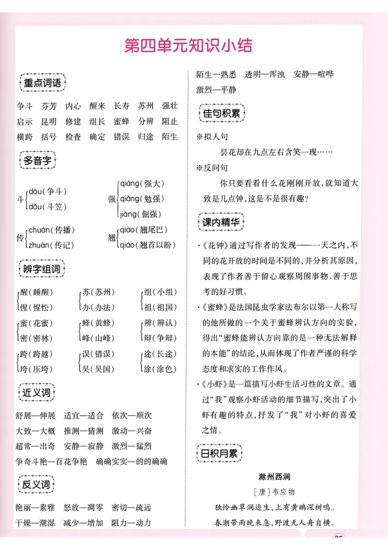 《三年级语文下册1-8单元知识小结_小学1-6年级全科全套_1-6年级全科下册_三年级_三年级下语文_语文三下单元知识总结》第4页预览