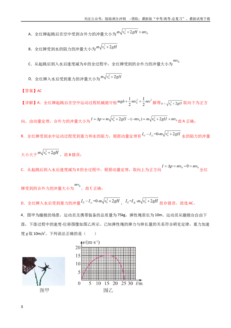《专题14蹦极类模型、流体微粒柱状模型和人船模型（教师版）_04-物理-高考总复习_二轮复习_2025年_2025年高三物理二轮常见模型与方法强化专训专练+选择题助力（多地区）_资料》第3页预览