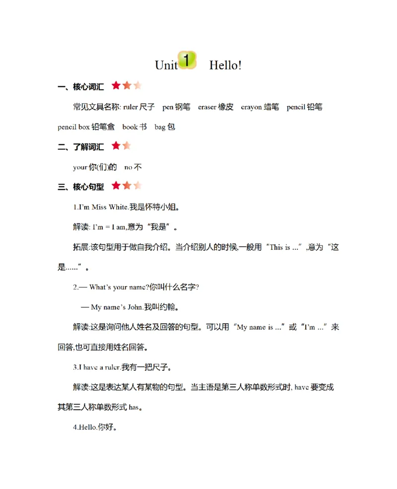《三（上）英语（人教版PEP）Unit1-6知识点归纳_小学1-6年级全科全套_1-6年级全科上册_三年级_英语_A三年级英语（人教PEP）_人教PEP英语三上知识总结》第1页预览