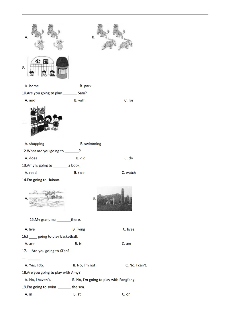 《三（上）英语（外研版一起点）Module10练习_小学1-6年级全科全套_1-6年级全科上册_三年级_英语_A三年级英语（外研一起）_外研一起英语三上单元测试》第2页预览