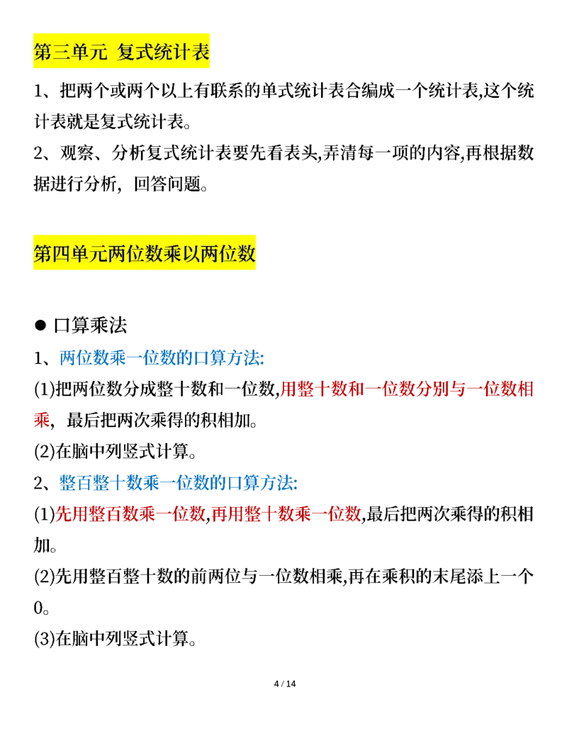 《三年级数学下册知识要点（人教版）_小学1-6年级全科全套_1-6年级全科下册_三年级_三年级下数学_数学三下人教版》第4页预览