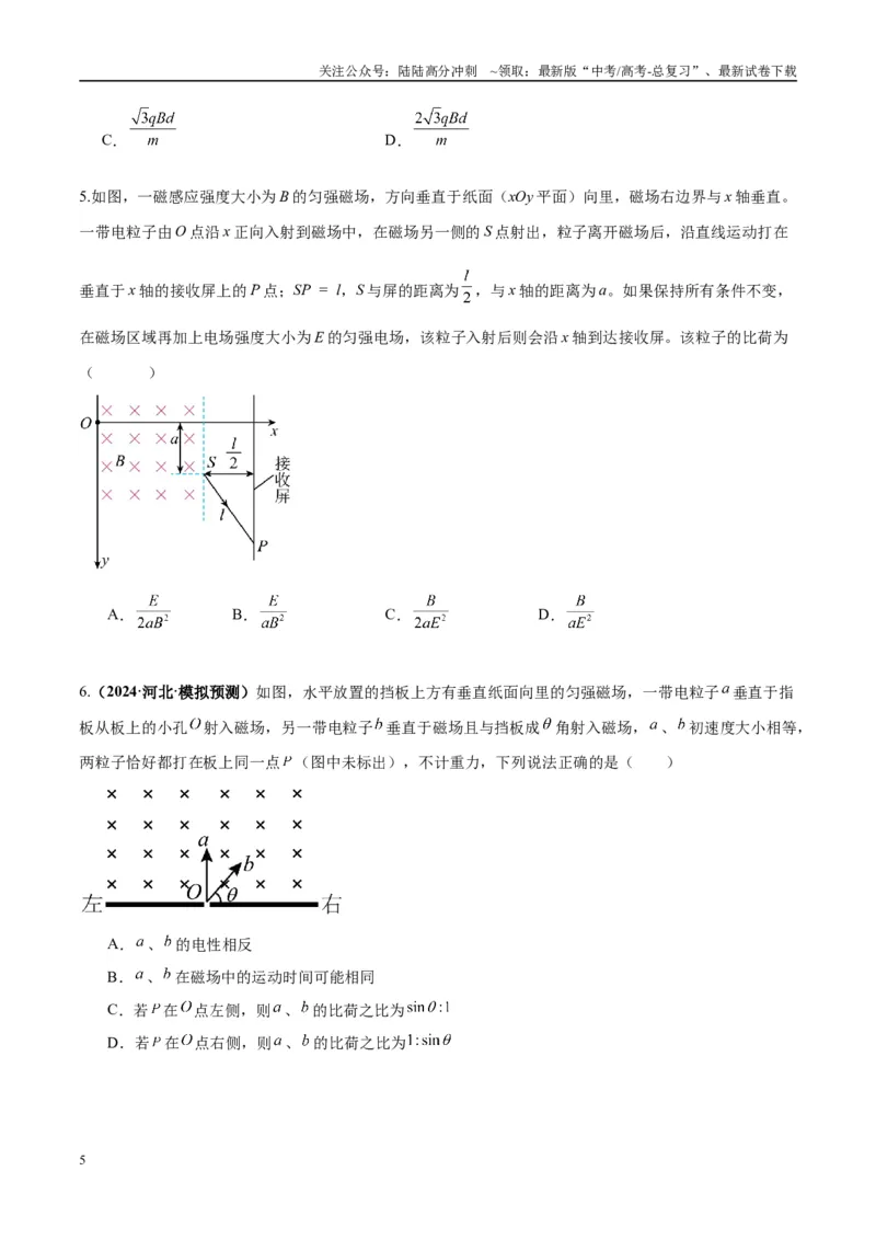 《专题15带电粒子在有界匀强磁场中的匀速圆周运动模型（学生版）_04-物理-高考总复习_专项复习_2025年_2025年高中高考物理模型与方法_资料_10高考物理热点模型与方法归纳（一轮）》第5页预览