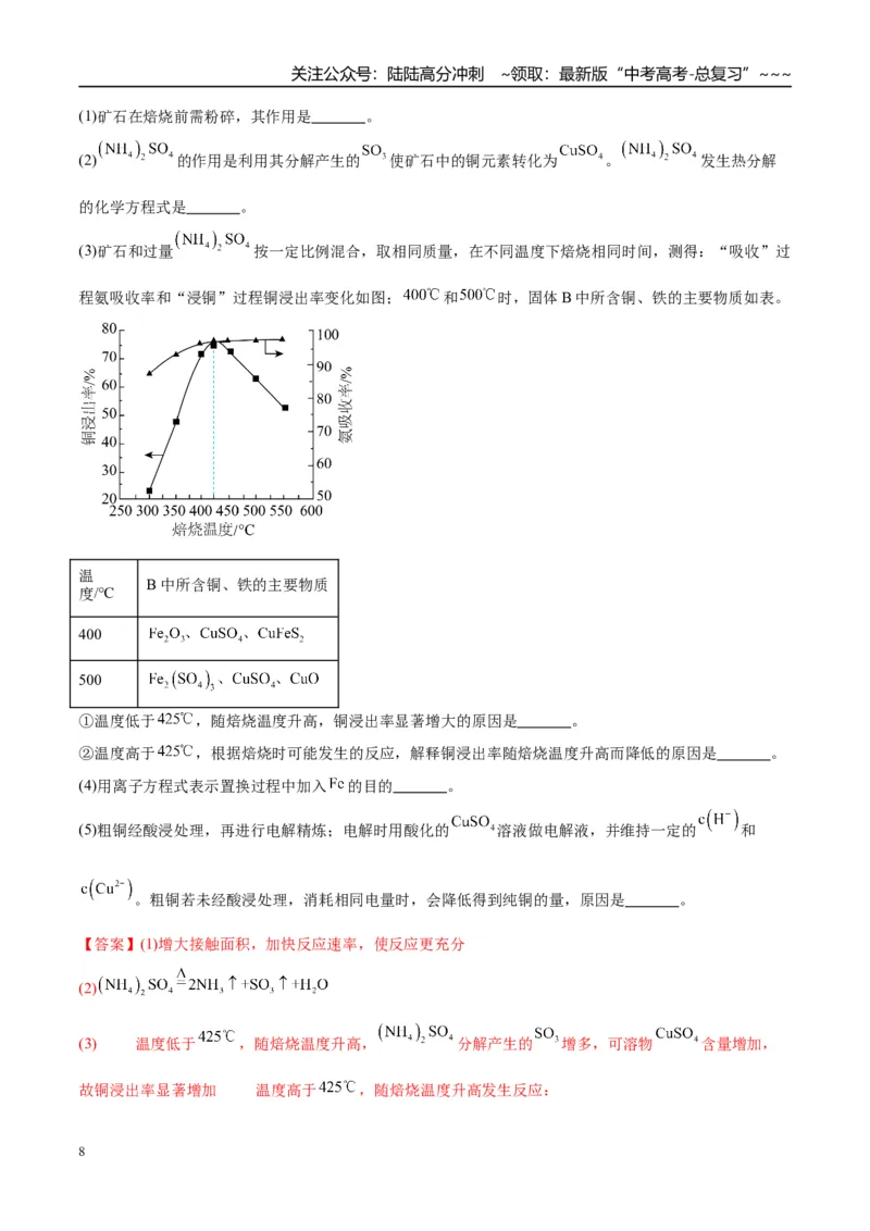 《（重点·方法·点拨）第53讲无机化工流程题的解题策略-（教师版）_05-化学-高考总复习_一轮复习_2026年-化学高考一轮复习_2026年高考化学大一轮复习卓越讲义重难点-G355_资料》第8页预览