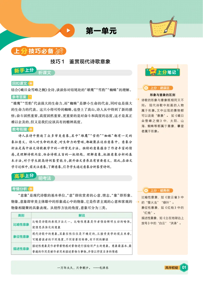 《上分手册-语文必修上册RJ-金考卷单元双测卷_2024天星高中单元双测卷上分手册》第1页预览