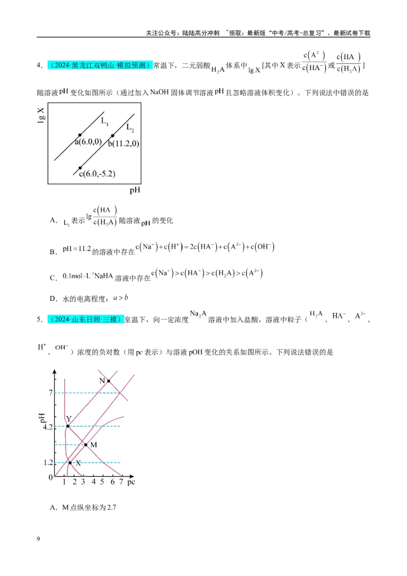 《（能力版）微专题39水溶液中平衡图像的拓展与探析-（学生版）(全国版)_05-化学-高考总复习_一轮复习_2024年_2024高考化学一轮复习考点微专题考情分析经_资料_2025版》第9页预览