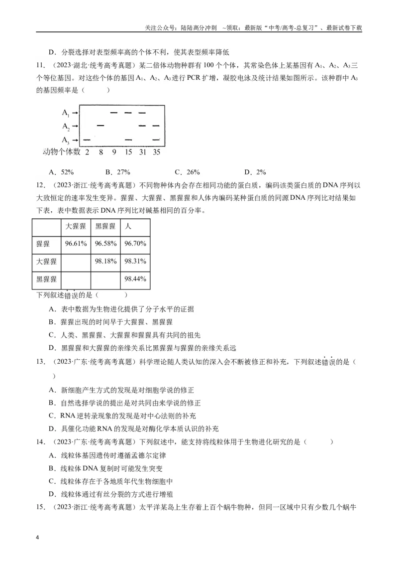 《专题14变异、育种与进化（原卷版）_06-生物-高考总复习_专项复习_2024年_2024年新高考生物复习热点考点真题模拟题必刷题练_资料》第4页预览