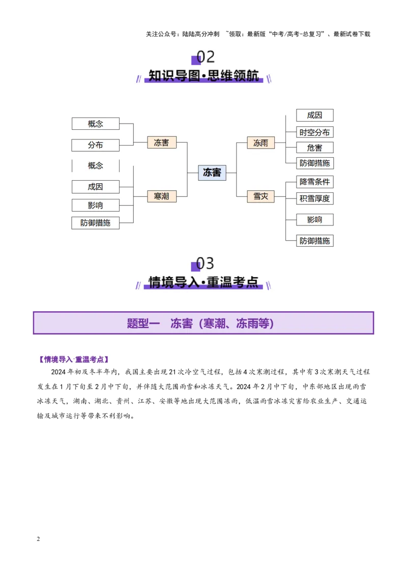 《微专题冻害（寒潮、冻雨等）（讲义）（教师版）_07-地理-高考总复习_二轮复习_2025年_2025年高考地理二轮复习课件+讲义+练习（新高考通用）_专题7自然灾害》第2页预览
