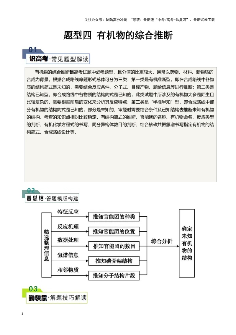 《题型四有机物的综合推断(解析版)_05-化学-高考总复习_专项复习_2024年_2024年高考化学答题技巧与模板构建》第1页预览