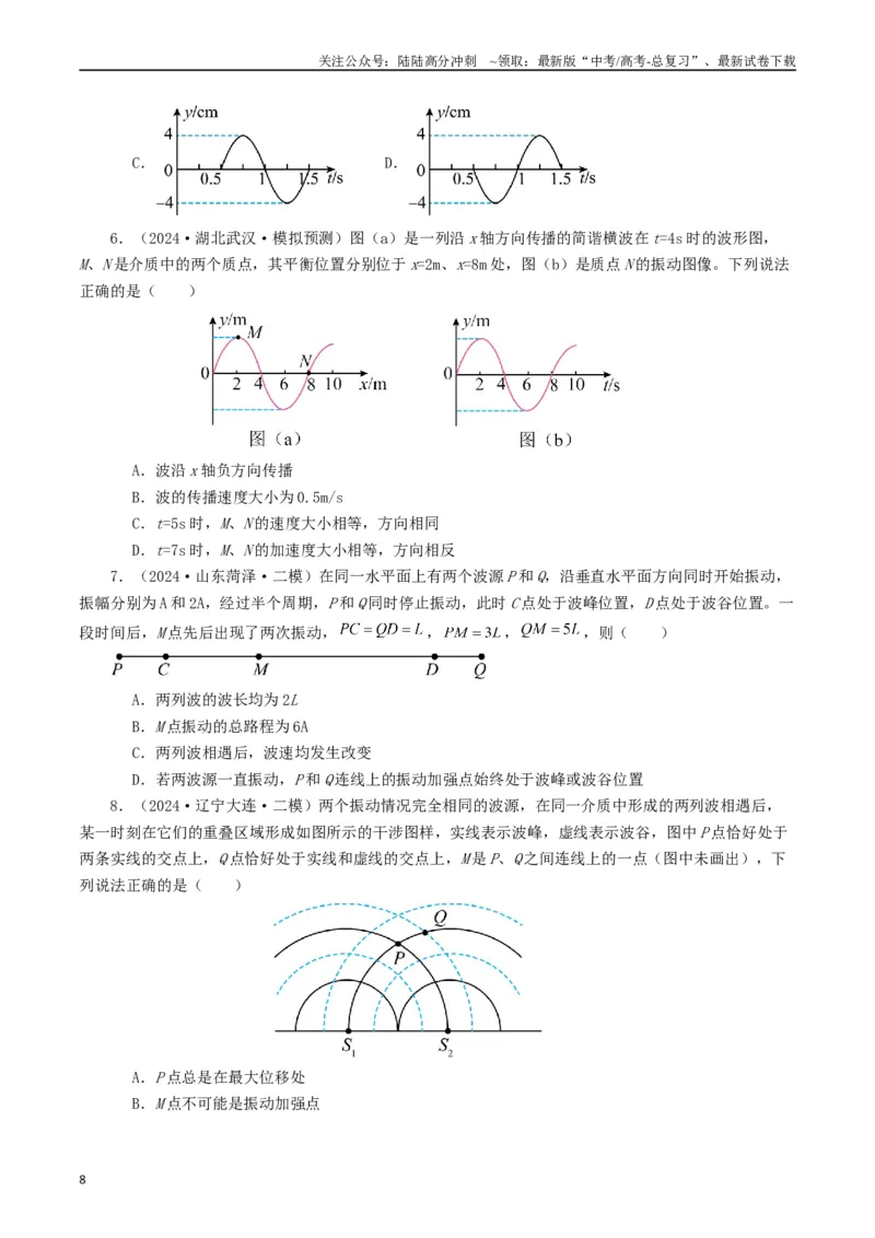 《专题15机械波（原卷版）_04-物理-高考总复习_专项复习_2024年_2024年高考真题和模拟题分项汇编物理分类汇编（全国通用）》第8页预览