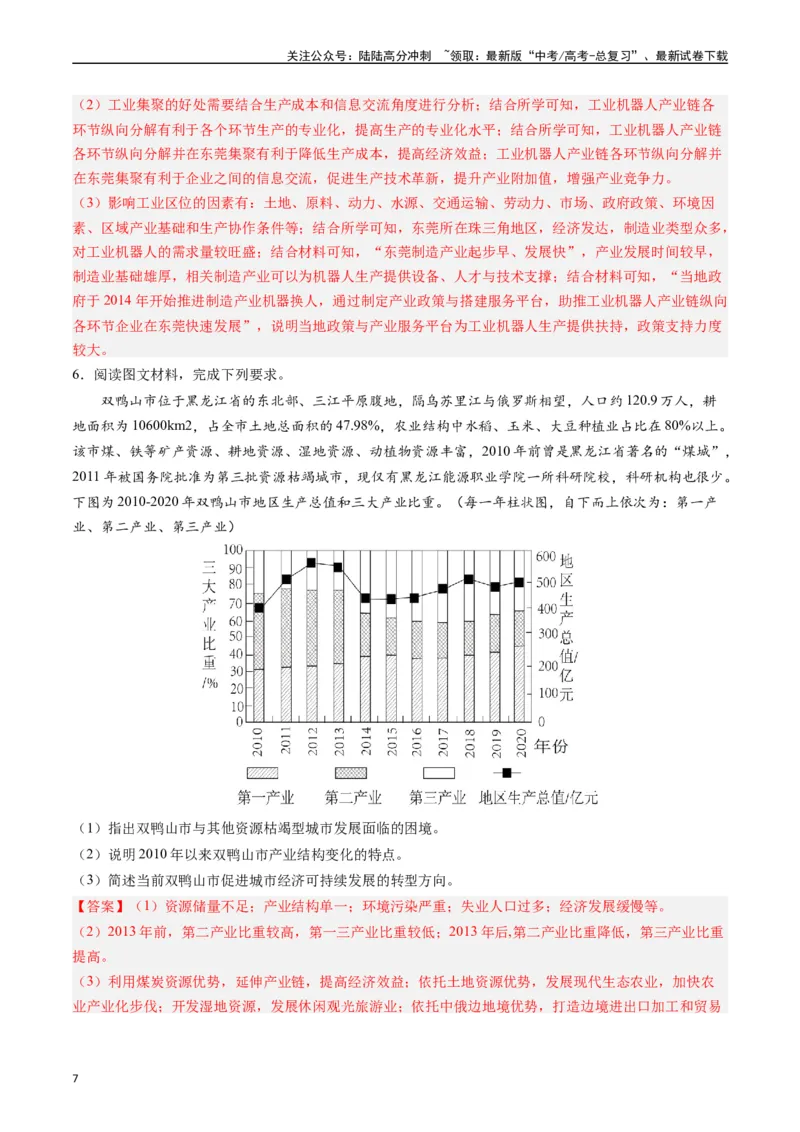 《押题15区域转型发展与产业结构变化-（解析版）_07-地理-高考总复习_专项复习_2024年_2024年高考地理大题考前押题预测押大题综合题全国通用_2023-2024年高考地理之考前押大题（通用版）18份》第7页预览