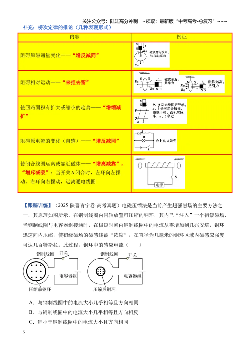 《专题13电磁感应（知识清单）（全国通用）（学生版）_04-物理-高考总复习_一轮复习_2026年-物理高考一轮复习_2026年高考物理一轮复习知识清单（全国通用）-G56_2026版》第5页预览