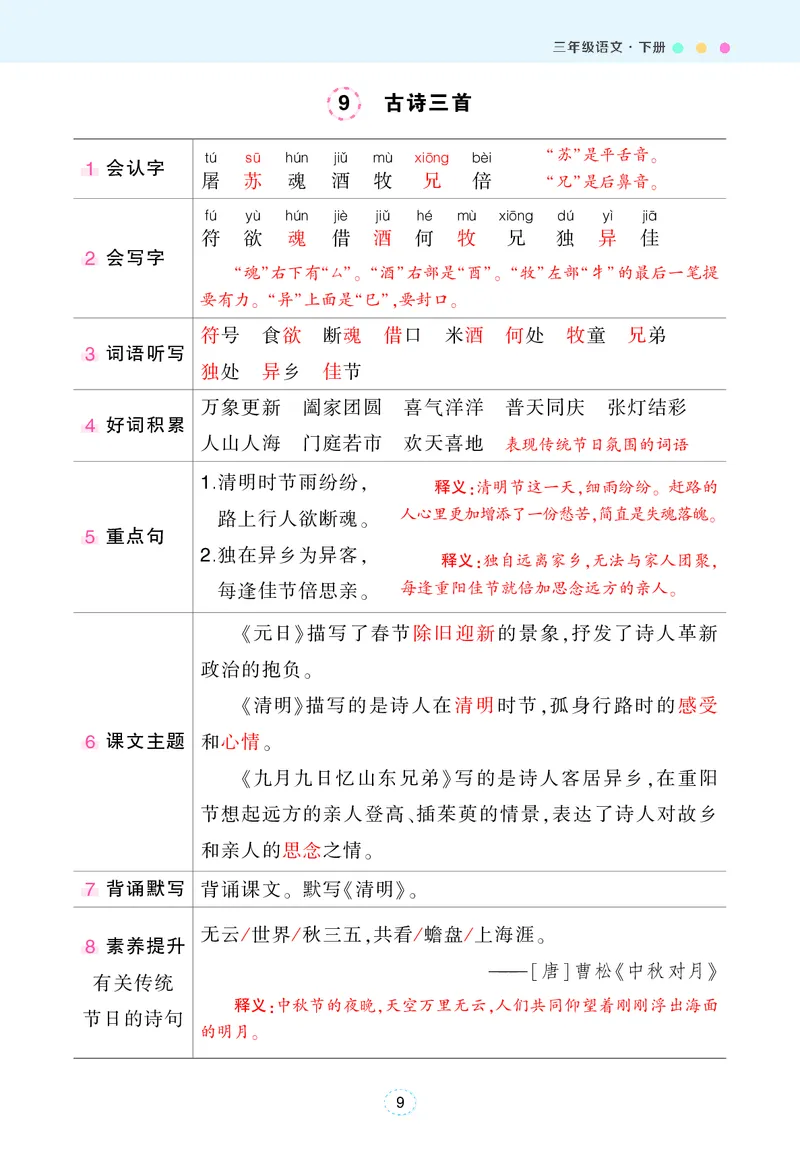 《状元语文笔记（背记清单）_小学1-6年级全科全套_1-6年级全科下册_三年级_三年级下语文_语文三下各类考点归纳》第10页预览