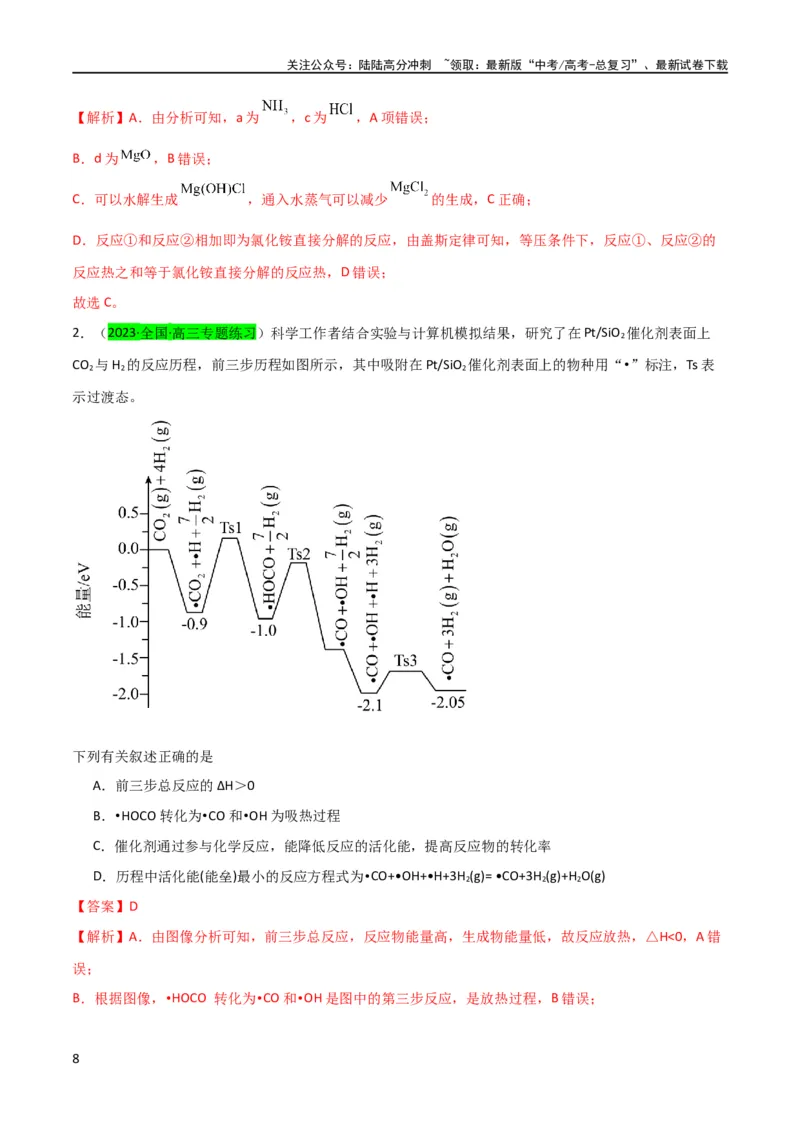 《（升级版）微专题36高考“明星”考点—催化剂（教师版）(全国版)_05-化学-高考总复习_一轮复习_2024年_2024高考化学一轮复习考点微专题考情分析经_资料_2024版》第8页预览