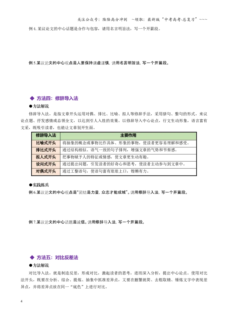 《专题15开篇段（讲义）（全国通用）（学生版）_一轮复习_2026年-语文一轮复习_2026年高考语文一轮复习议论文写作（全国通用）-G423_资料_2026版》第4页预览