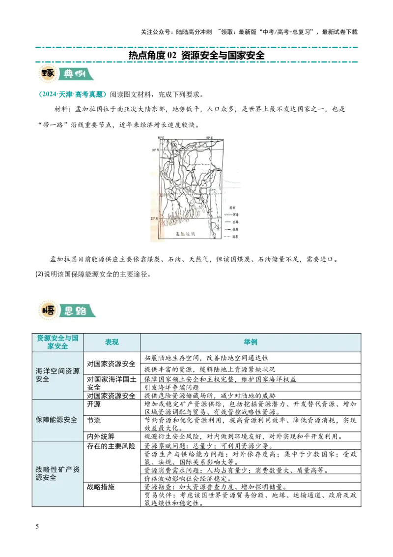 《大题11资源安全与综合开发（2大热点角度）（原卷版）_07-地理-高考总复习_三轮冲刺_大题精做冲刺2025年高考地理大题突破+限时集训（新高考通用）》第5页预览