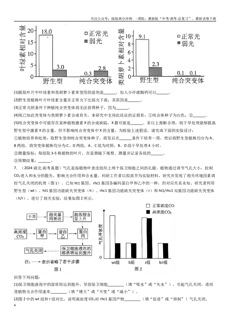 《专题14实验探究题（20题）（学生版）_06-生物-高考总复习_专项复习_2024年_2024年新高考生物总复习高频考点必刷800题_2025版》第4页预览