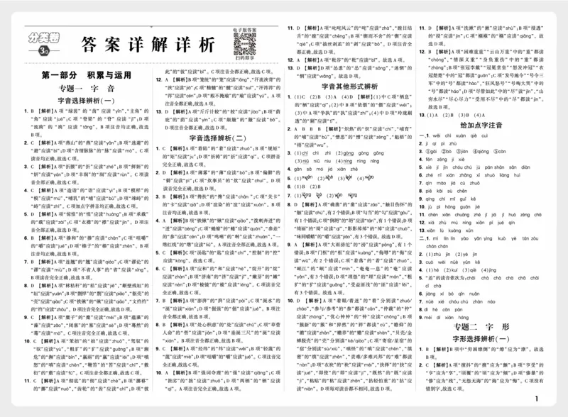 《语文答案_2027小白鸥小升初分类真题_分类卷_2027小白鸥分类卷语文a4》第1页预览