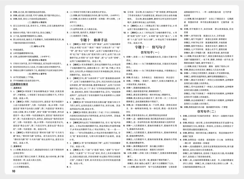 《语文答案_2027小白鸥小升初分类真题_分类卷_2027小白鸥分类卷语文a4》第10页预览