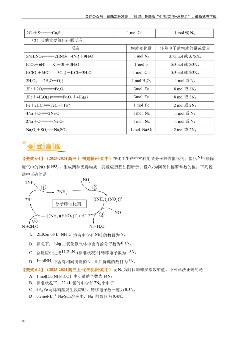 《题型02阿伏加德罗常数的判断（原卷版）_05-化学-高考总复习_二轮复习_2024年_2024年新高考化学二轮复习热点题型归纳与变式演练》第10页预览