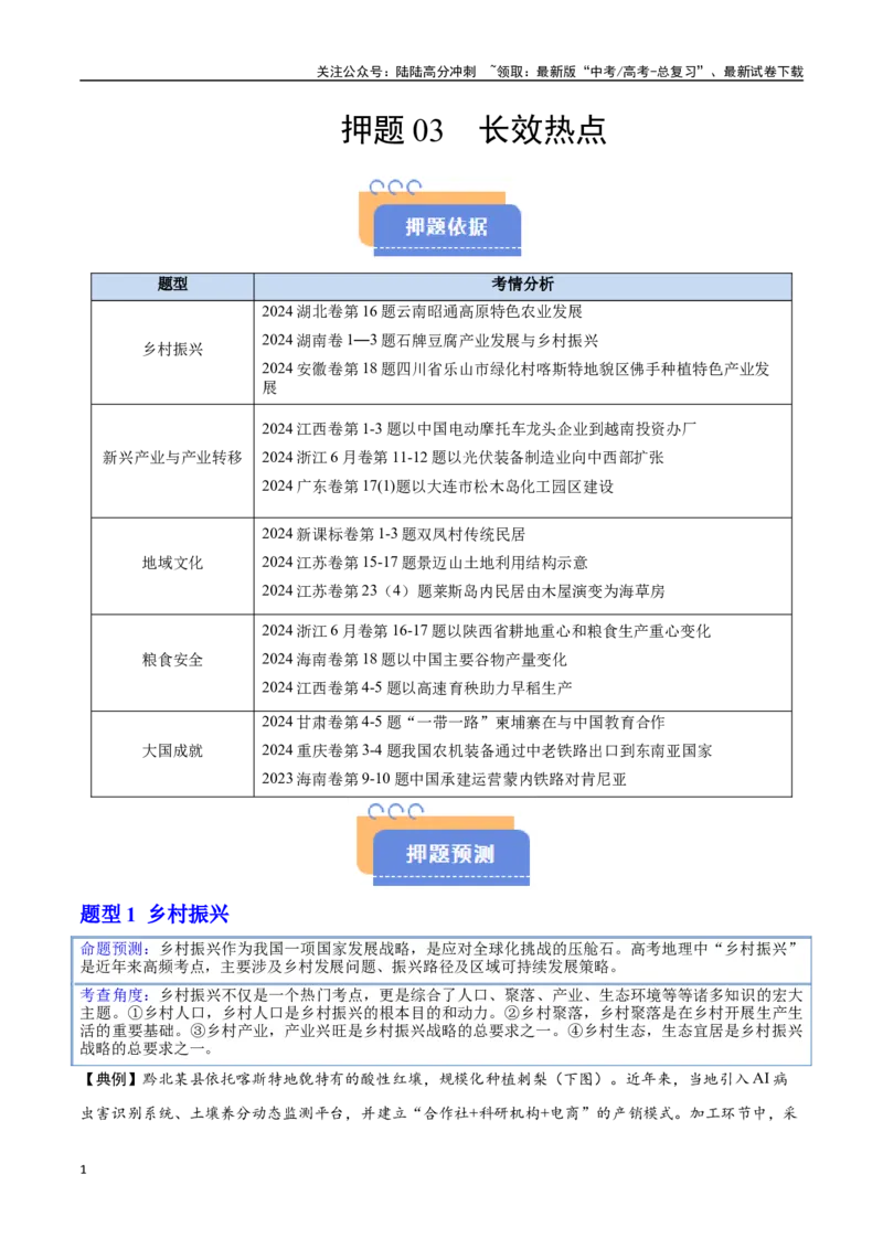 《押题03长效热点-（教师版）_07-地理-高考总复习_专项复习_2025年_2025年高考地理抢押秘籍（陕西、山西、宁夏、青海专用）》第1页预览