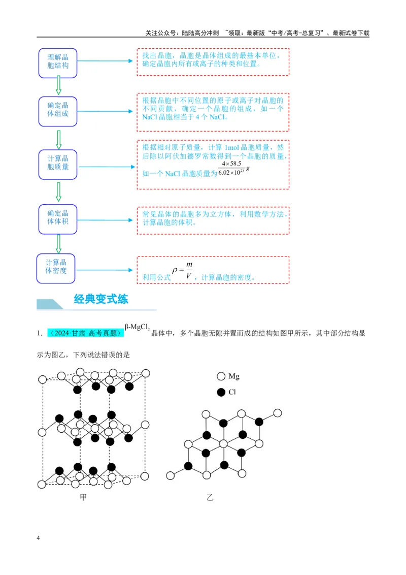 《（能力版）微专题52有关晶体的计算-（教师版）(全国版)_05-化学-高考总复习_一轮复习_2024年_2024高考化学一轮复习考点微专题考情分析经_资料_2025版》第4页预览