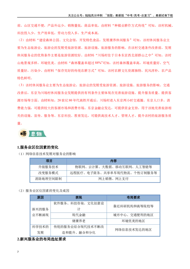 《大题10服务业区位因素及发展措施（3大热点角度）（教师版）（黑吉辽蒙专用）_07-地理-高考总复习_专项复习_2025年_2025年高考地理大题突破+限时集训（黑吉辽蒙专用）》第7页预览