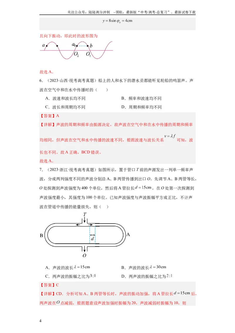 《专题13机械振动机械波(教师版)_04-物理-高考总复习_专项复习_2024年_2024年高考物理五年真题分项汇编（全国通用）_教师版（含答案解析）》第4页预览