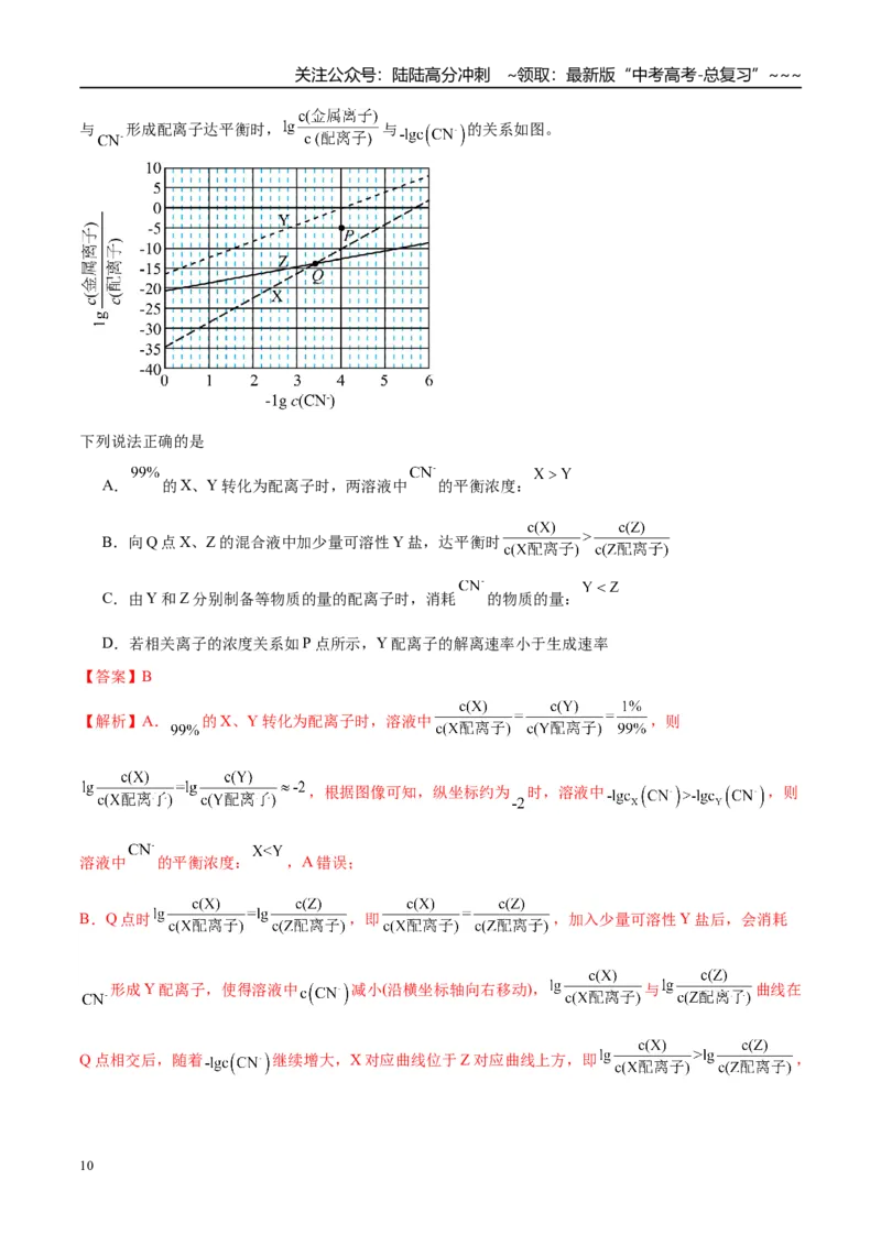《（重点·方法·点拨）第50讲反应过程中溶液粒子浓度变化的图像分析-（教师版）_05-化学-高考总复习_一轮复习_2026年-化学高考一轮复习_2026年高考化学大一轮复习卓越讲义重难点-G355_资料》第10页预览