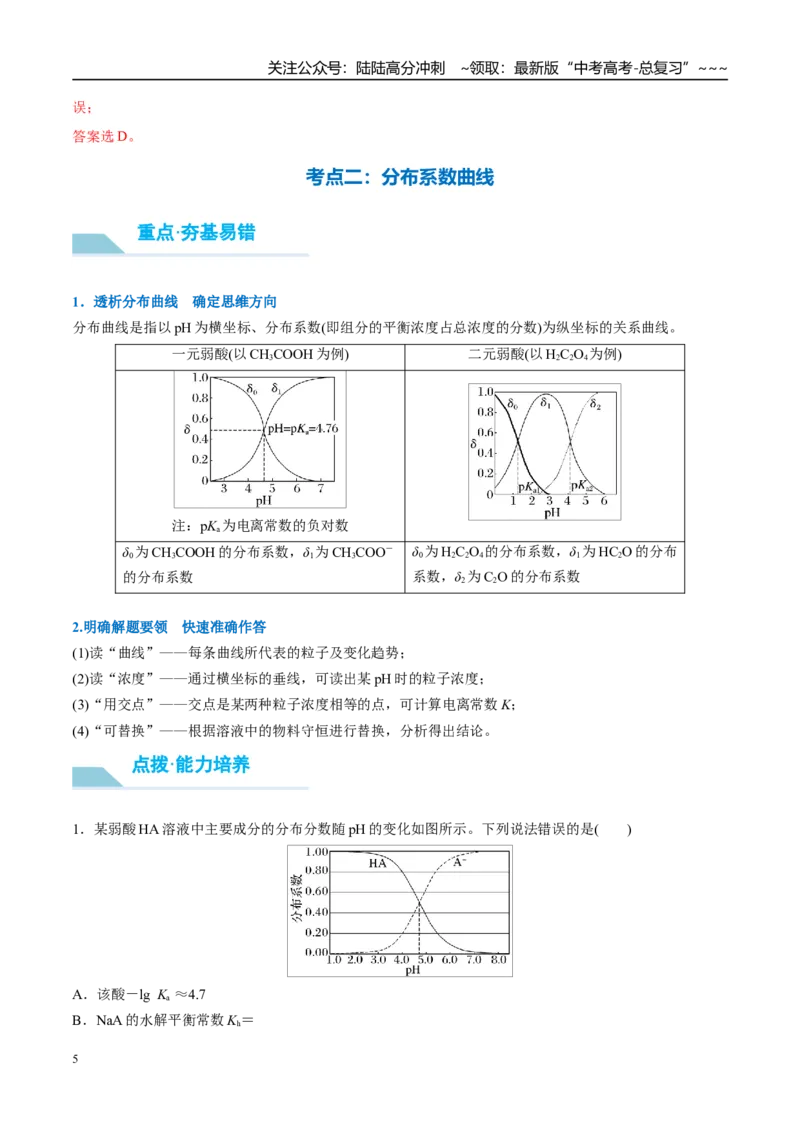《（重点·方法·点拨）第50讲反应过程中溶液粒子浓度变化的图像分析-（教师版）_05-化学-高考总复习_一轮复习_2026年-化学高考一轮复习_2026年高考化学大一轮复习卓越讲义重难点-G355_资料》第5页预览