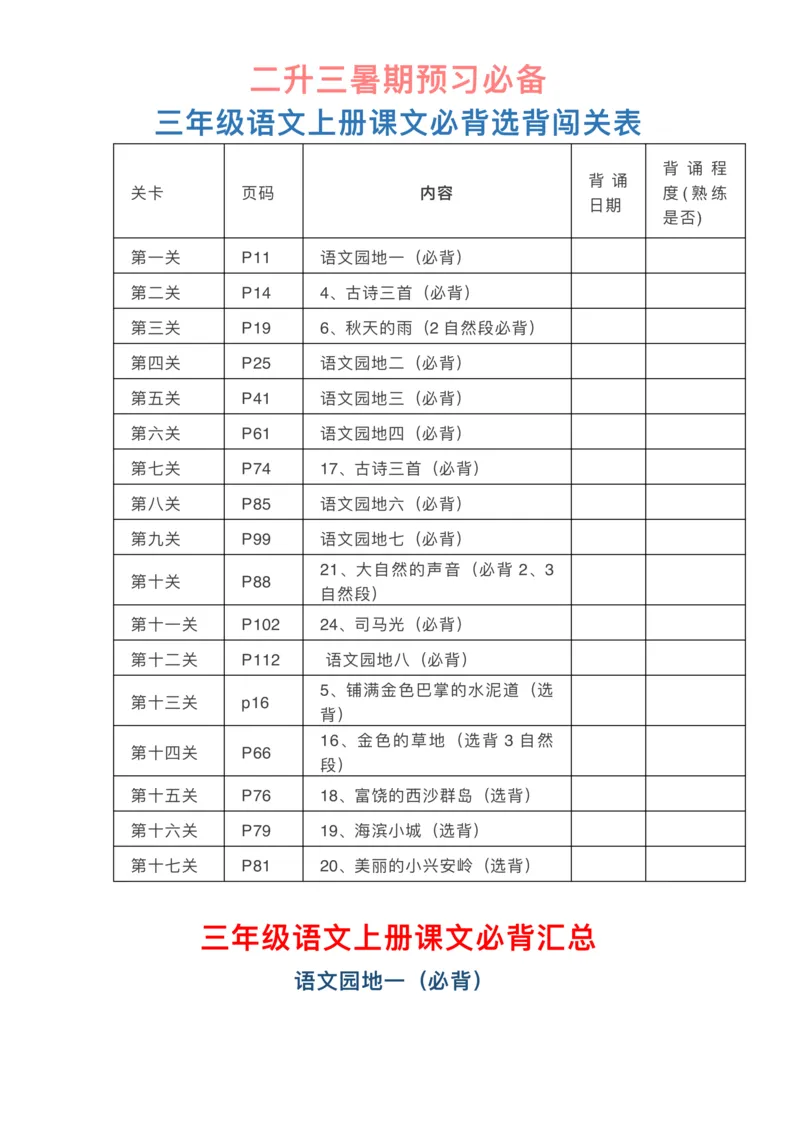 《三（上）语文课文必背内容_小学1-6年级全科全套_1-6年级全科上册_三年级_语文_语文三上课前预习》第1页预览