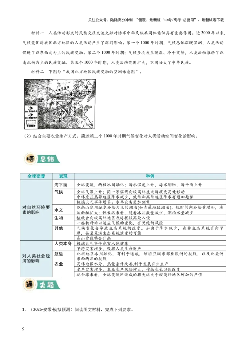 《大题05自然地理与人类活动的相互关系（4大热点角度）（原卷版）_07-地理-高考总复习_三轮冲刺_大题精做冲刺2025年高考地理大题突破+限时集训（新高考通用）》第9页预览