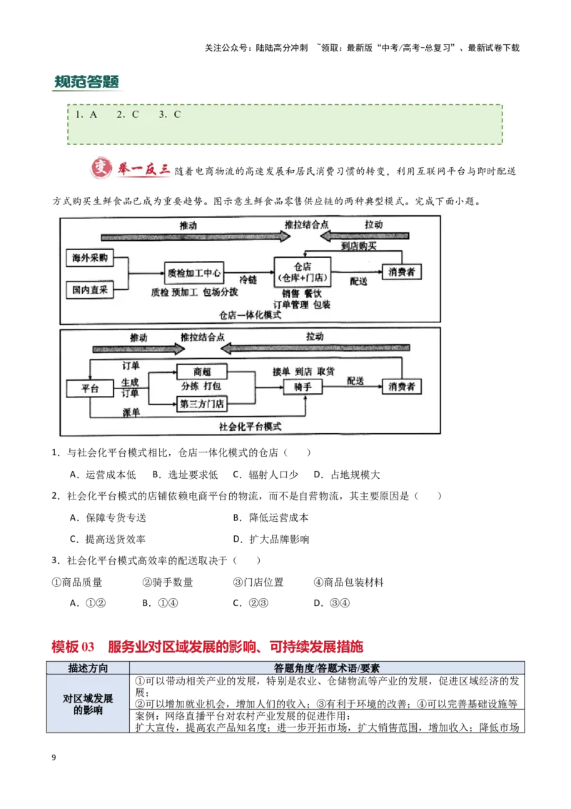 《模板08服务业与交通运输（答题模板）-（原卷版）_07-地理-高考总复习_专项复习_2025年_2025年高考地理答题技巧与答题模板（全国通用）》第9页预览