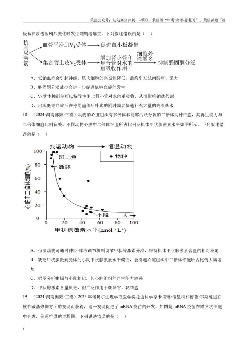 《专题16动物生命活动的调节（学生版）_06-生物-高考总复习_一轮复习_2025年_2025年高考生物一轮复习考点精讲精练（新高考通用）》第8页预览