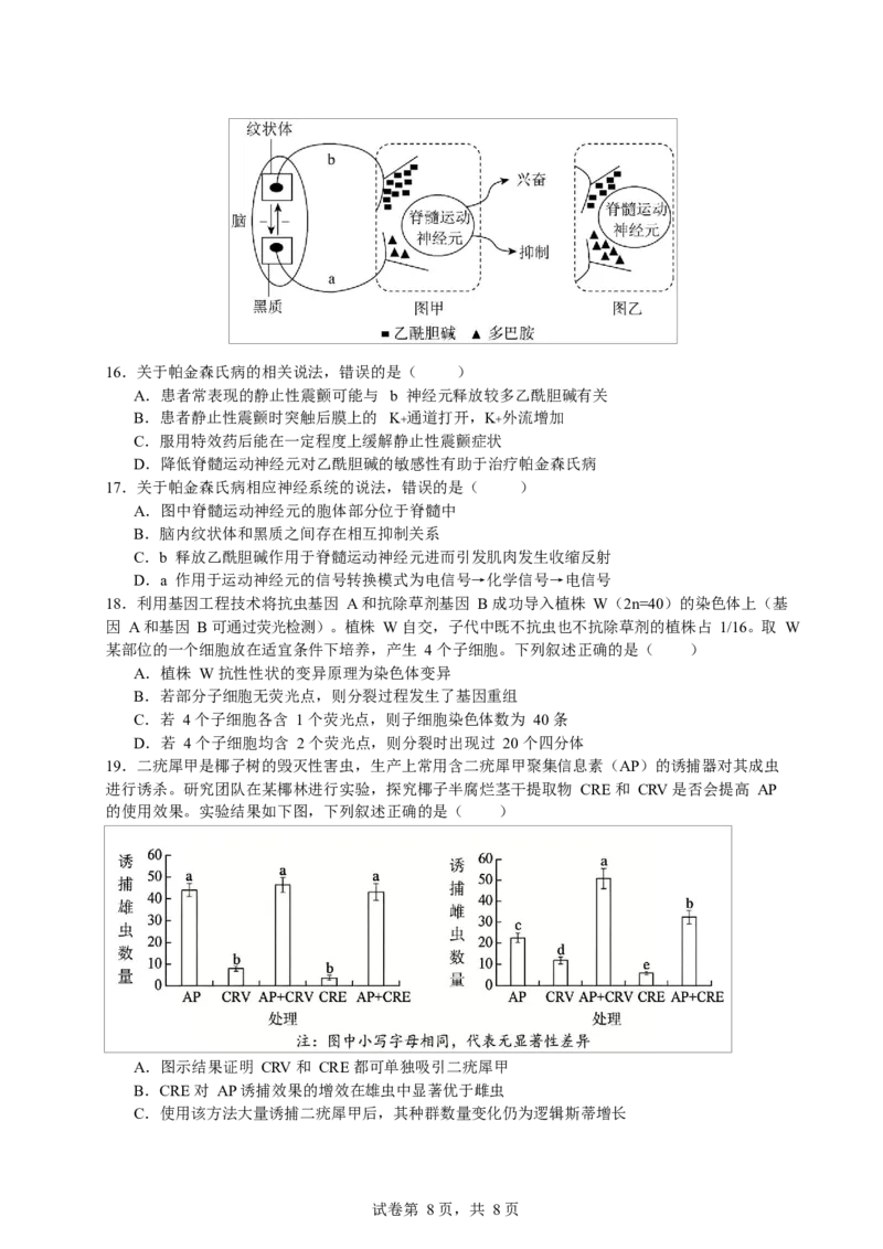 《浙江省北仑中学2026-2027学年高三上学期返校考生物试题_小初高学习资料合集（每天更新）_宁波北仑返校考浙江省宁波市北仑中学2026-2027学年高三上学期返校考》第4页预览