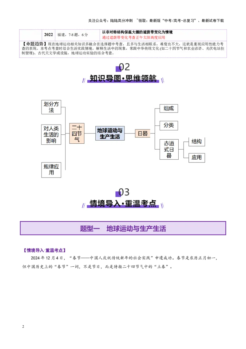 《微专题地球运动与生产生活（讲义）（学生版）_07-地理-高考总复习_二轮复习_2025年_2025年高考地理二轮复习课件+讲义+练习（新高考通用）_专题2地球运动》第2页预览