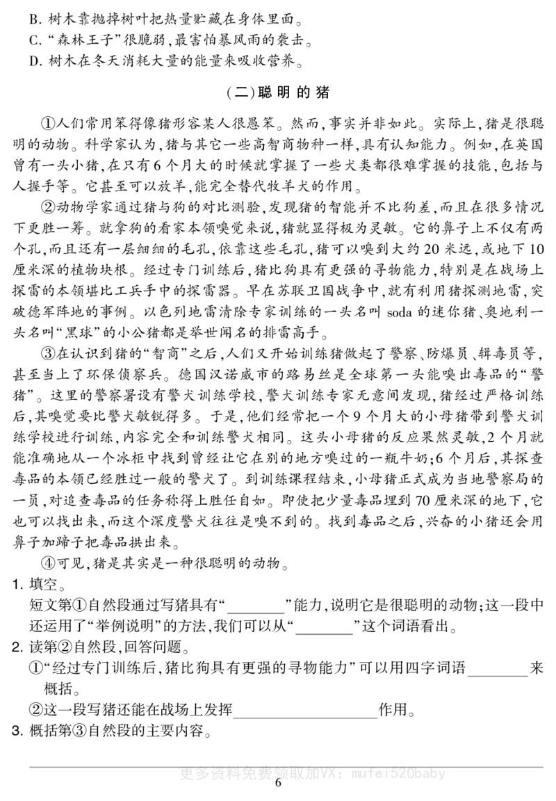 《四下语文阅读集训专练（古诗+说明文等）(1)_小学1-6年级全科全套_1-6年级全科下册_四年级_四年级下语文_语文四下阅读理解》第6页预览