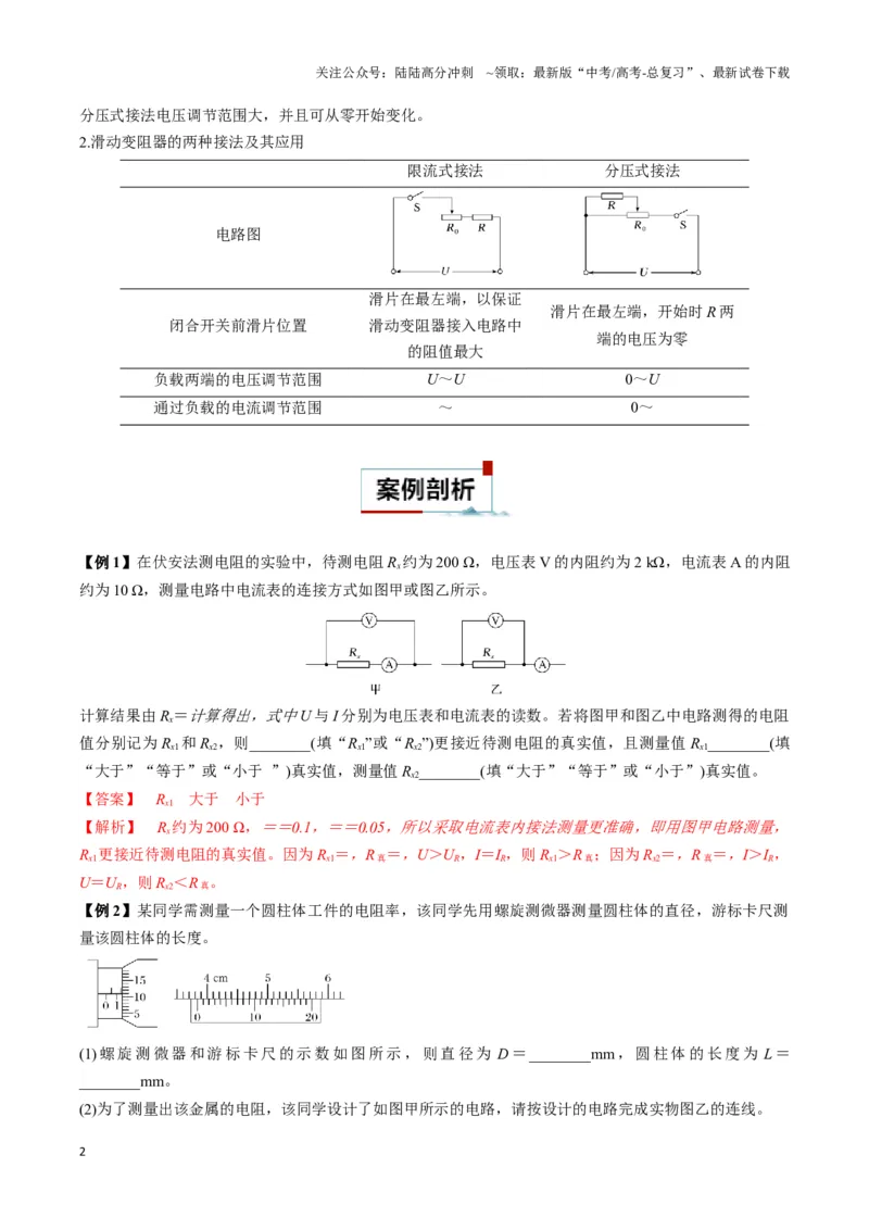 《专题13测电阻的电路模型（教师版）_04-物理-高考总复习_专项复习_2025年_2025年高中高考物理模型与方法_资料_3高中（全册）_必修第三册》第2页预览
